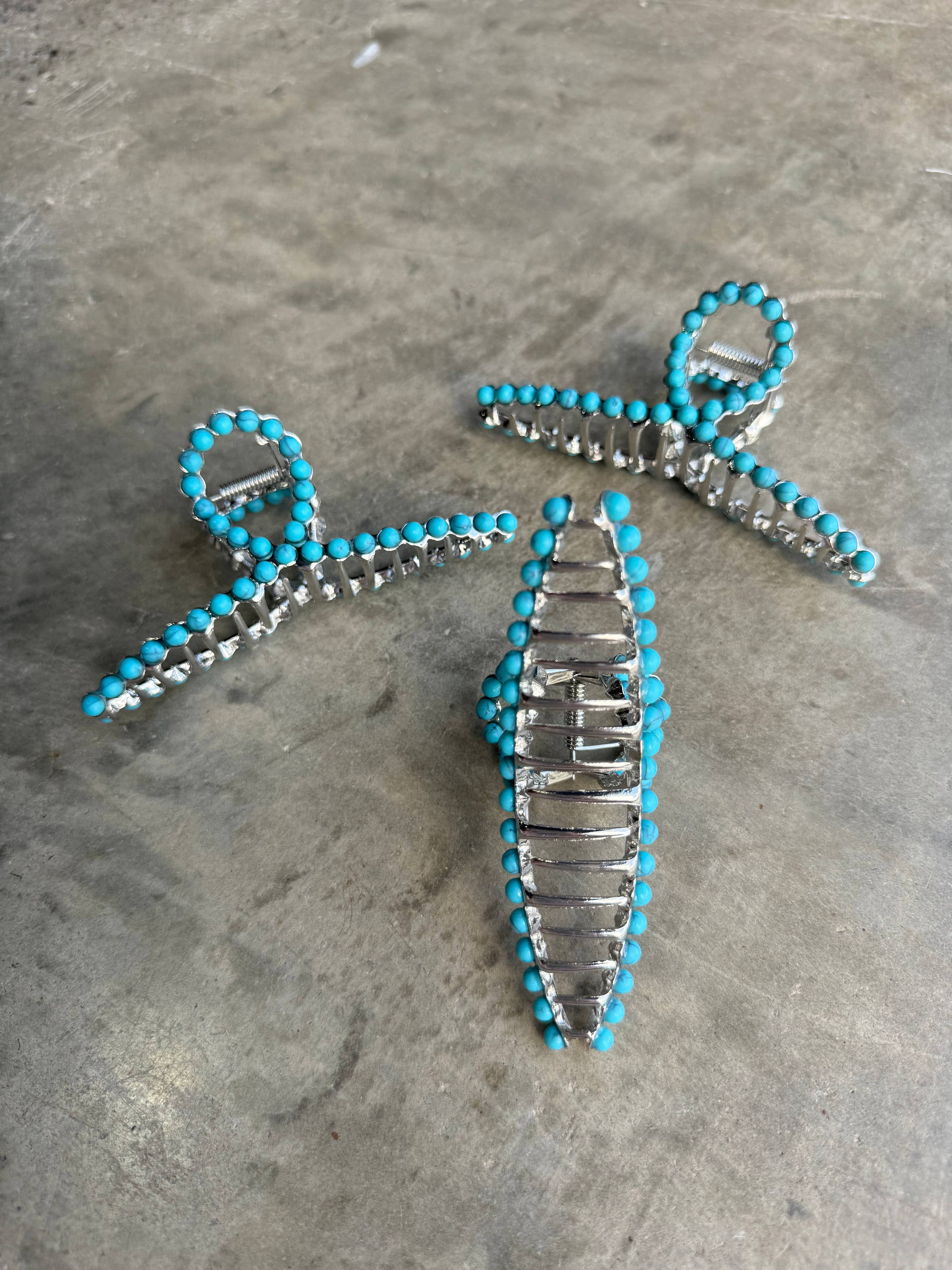 Turquoise Studded Claw Hair Clip