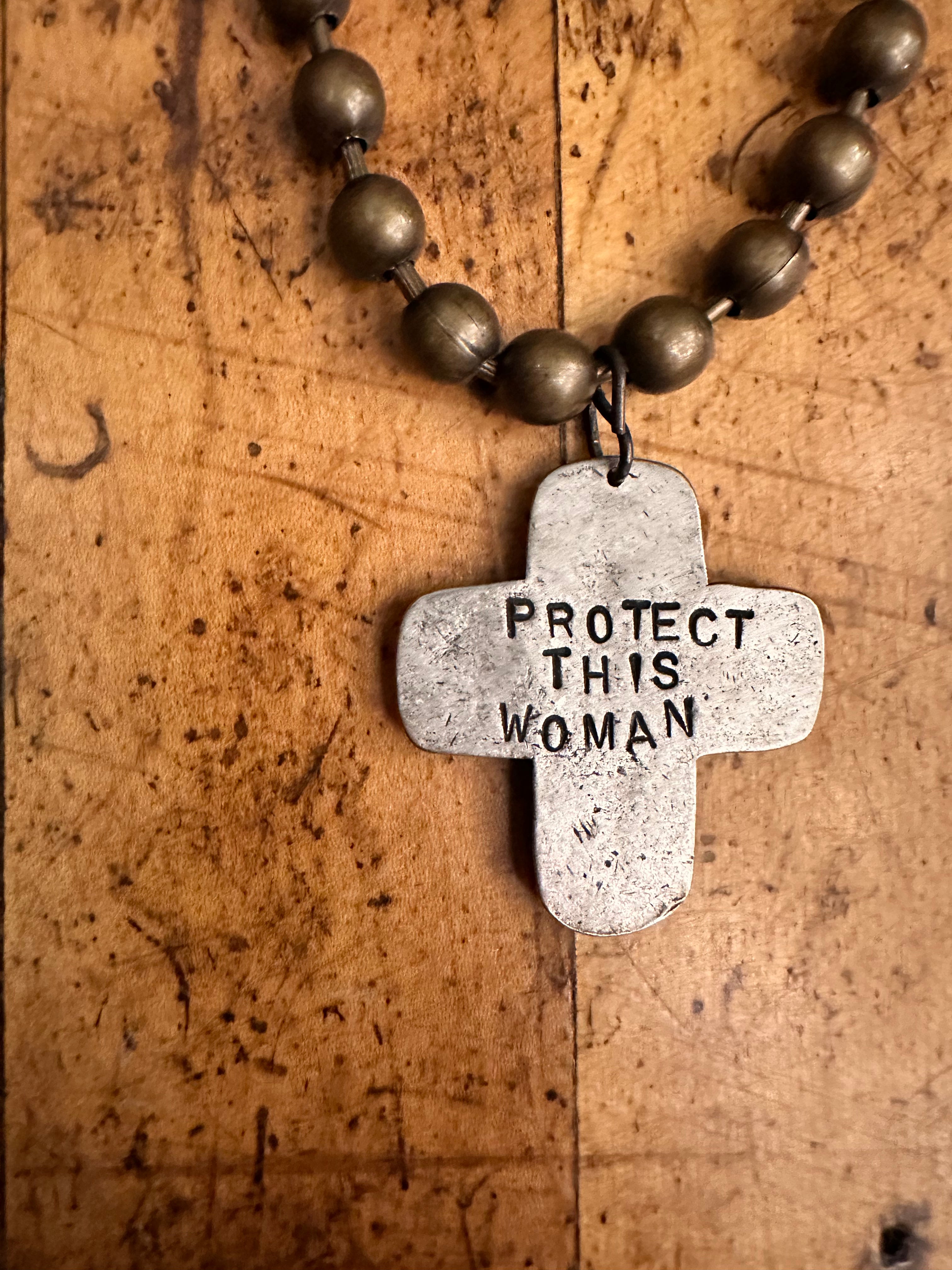 Tres Melinda Protect This Woman Cross Necklace