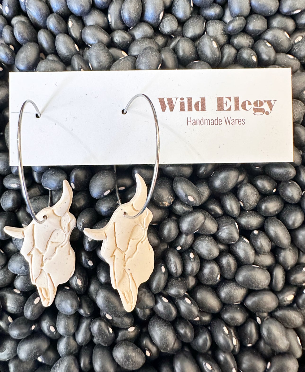 Wild Elegy Clay Cow Skull Earrings