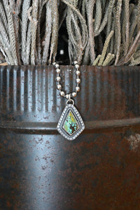 Sterling Silver Small Diamond Turquoise Pendant