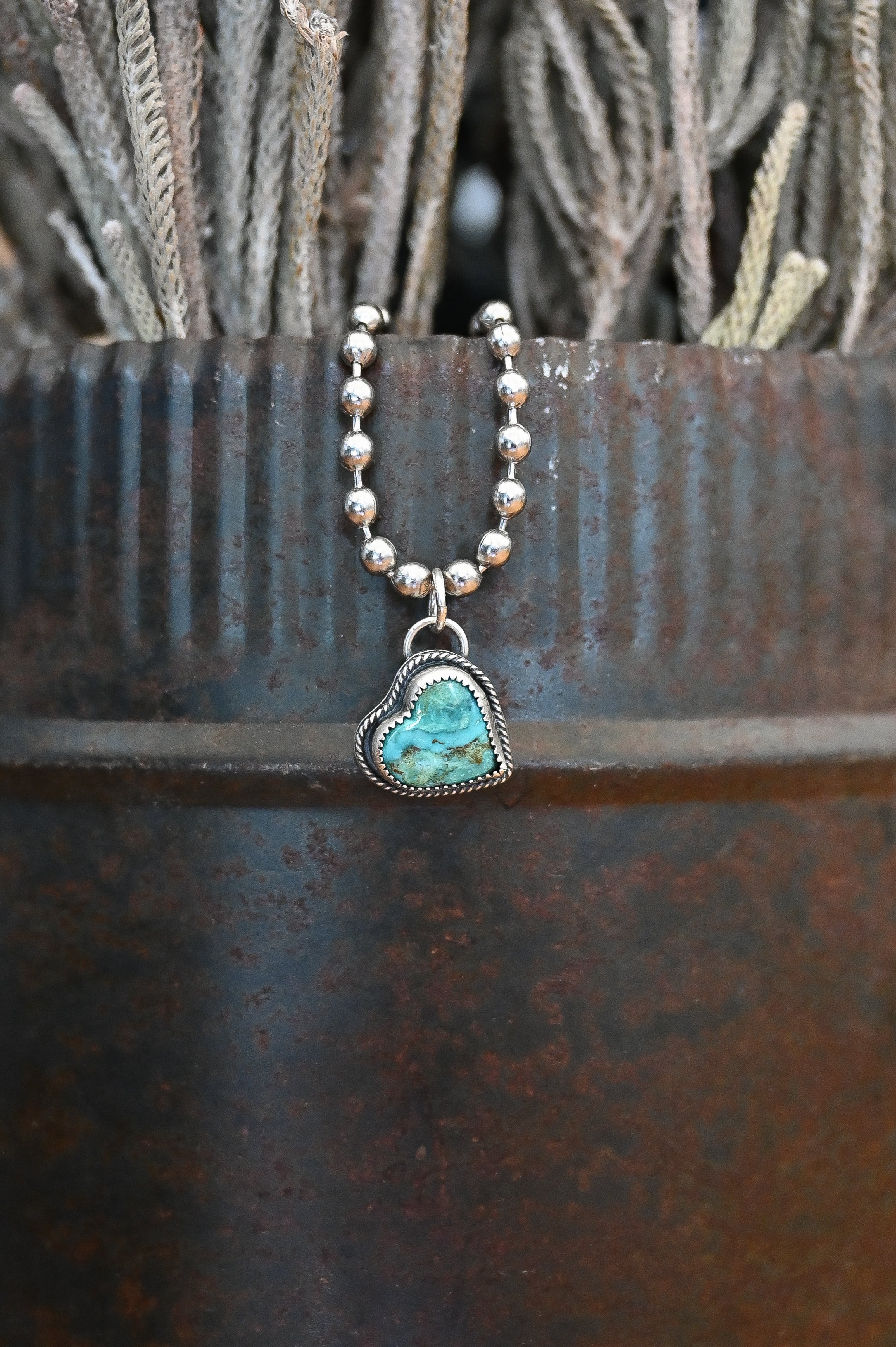 Sterling Silver + Turquoise Heart Pendant