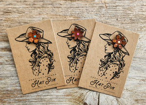 Hat Pin - Genuine Leather Flowers