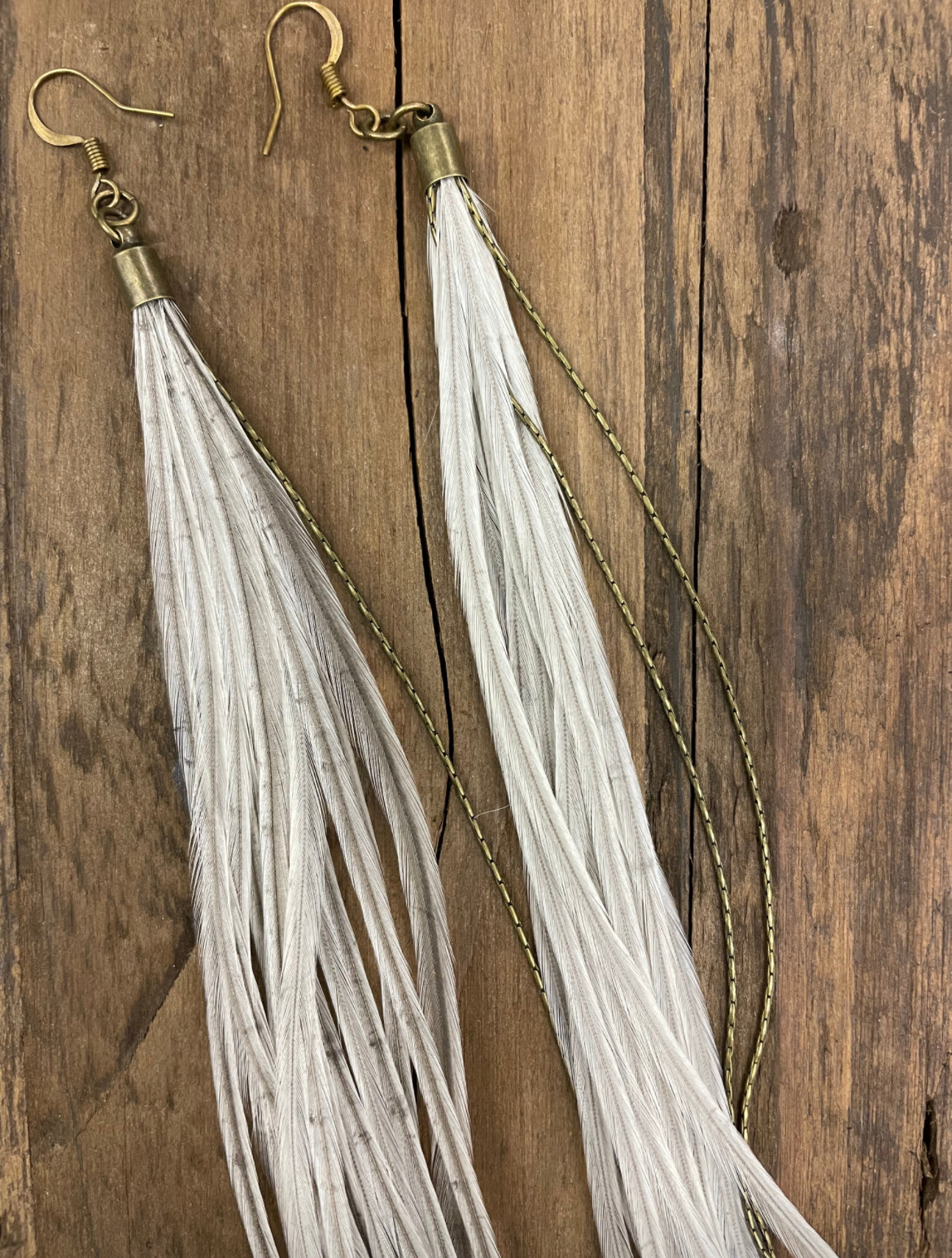 Extra Long 'Silver' Feather Earrings