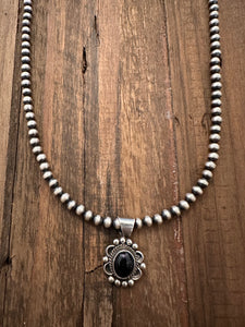 4mm Cowgirl Pearls + Black Onyx Charm