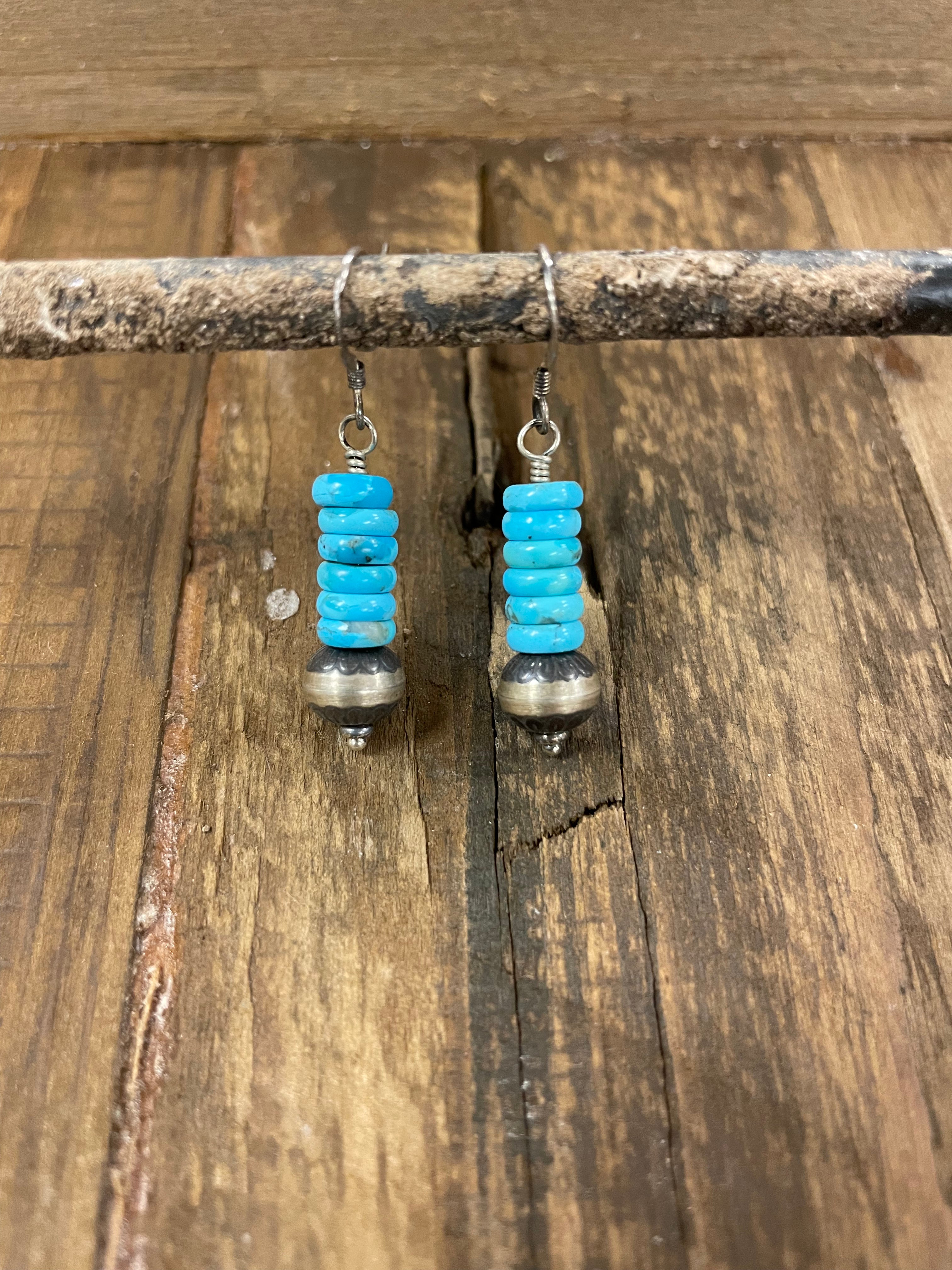 Rondelle Turquoise Beads + Navajo Pearl Earrings