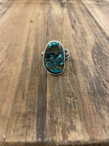 Braided Morenci Turquoise Ring- Size 8