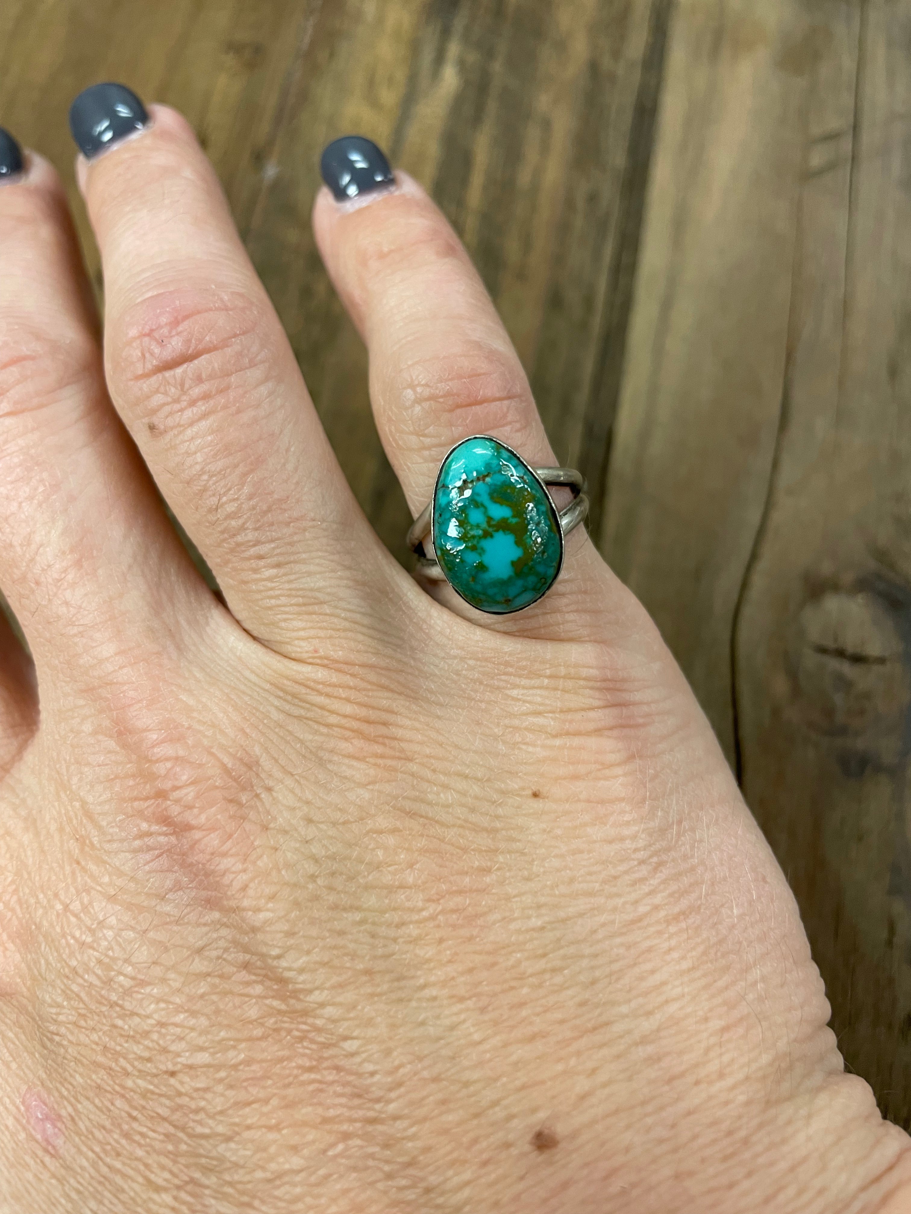 Crow Springs Turquoise Pear Ring- Size 6