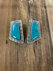 Extra Large White Water Turquoise Studs