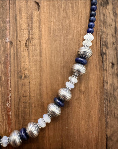 Long Lapis + Moonstone Necklace