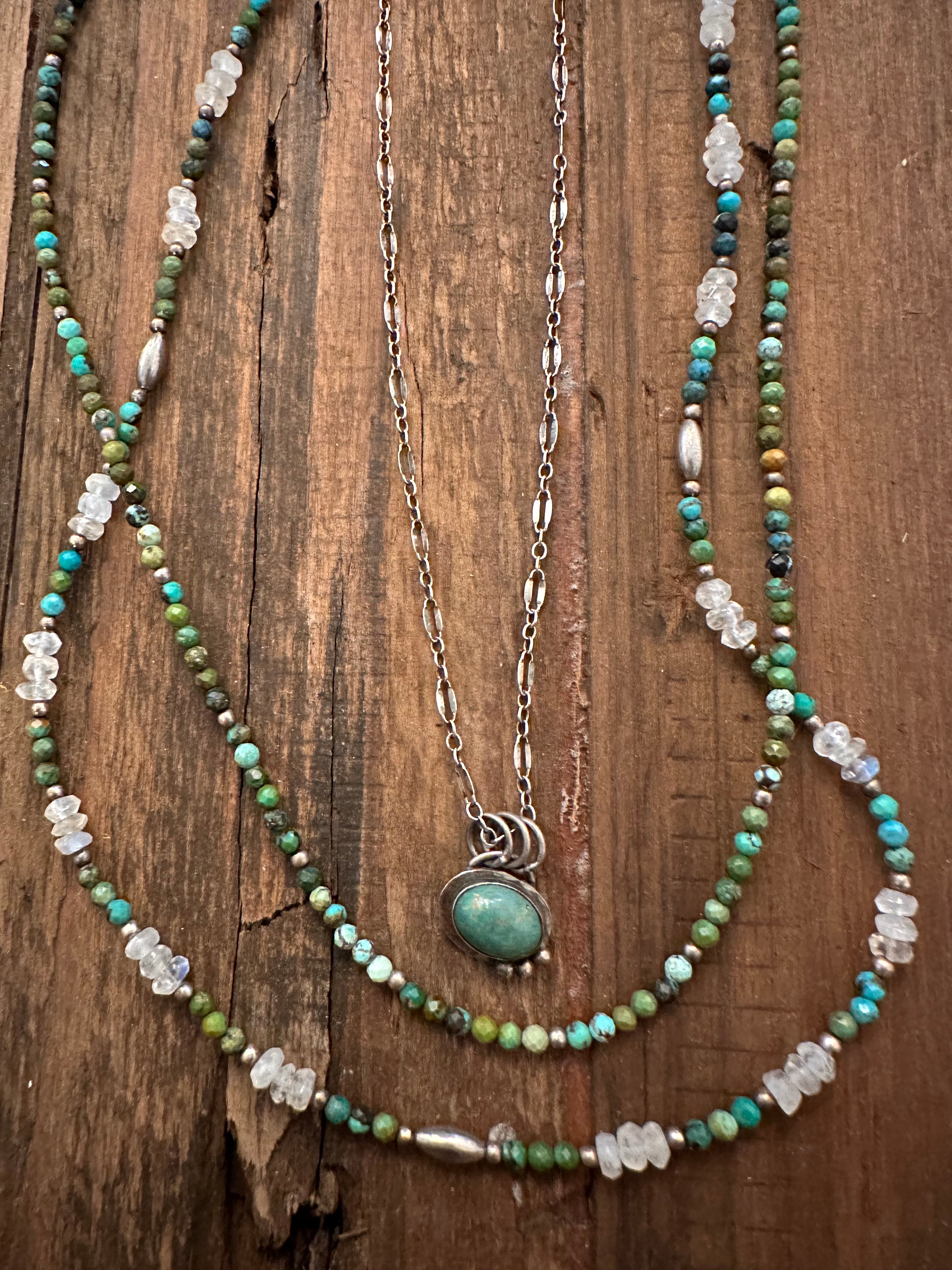 Multi-Strand Moonstone + Turquoise Necklace