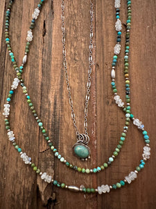 Multi-Strand Moonstone + Turquoise Necklace