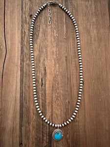 4mm Cowgirl Pearls with Chunky Turquoise Charm