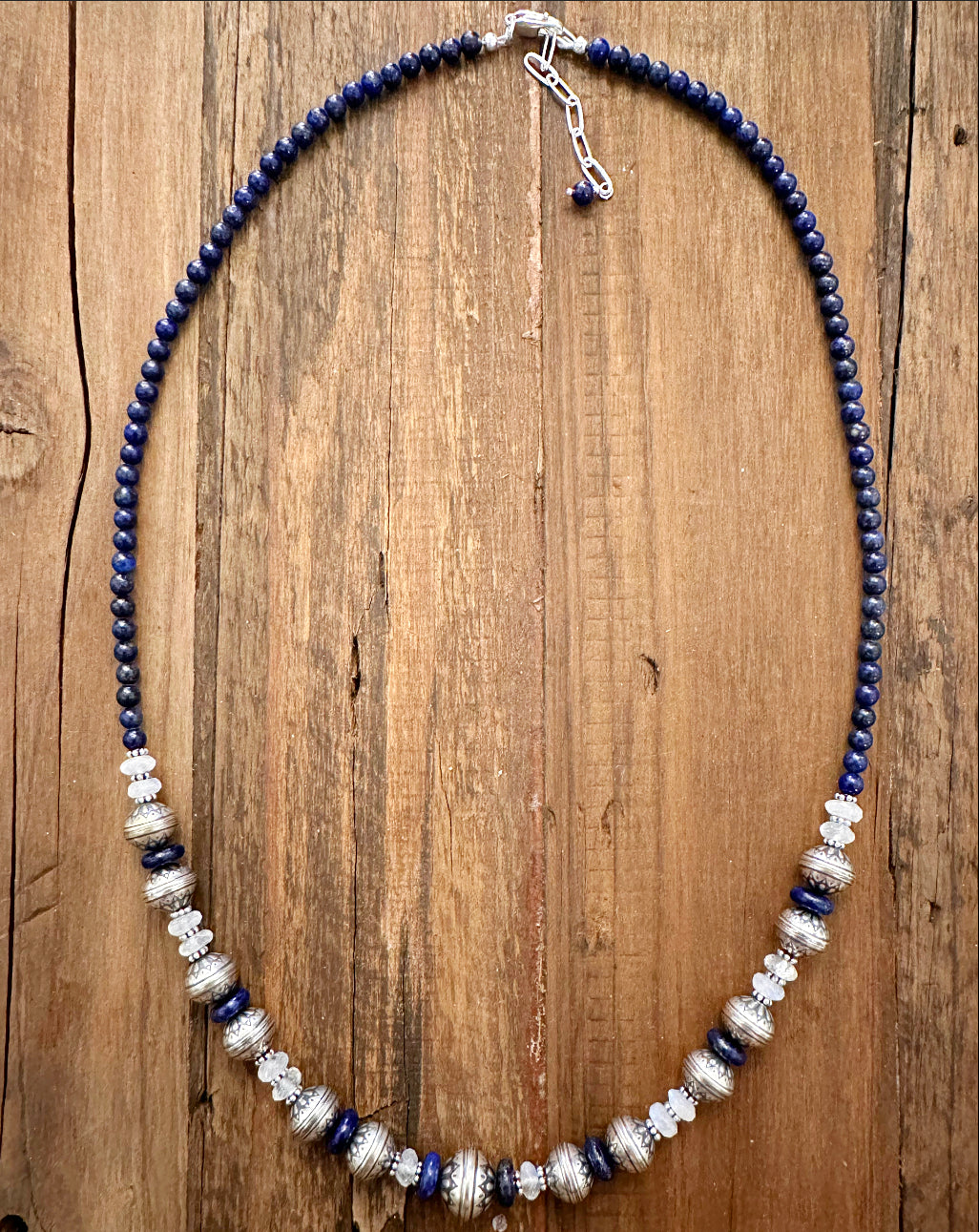 Long Lapis + Moonstone Necklace