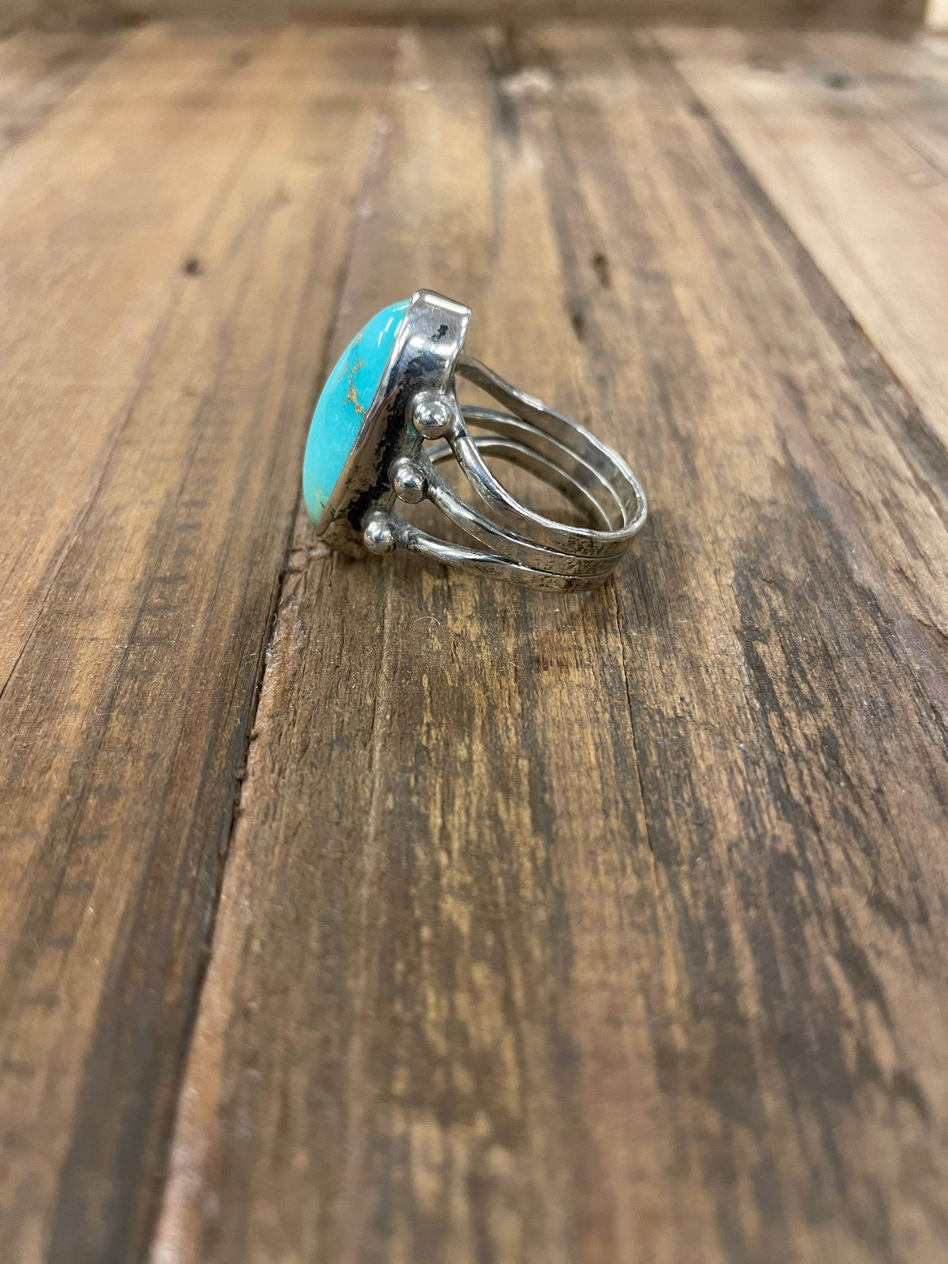 Large Oval Turquoise Ring- Size 9