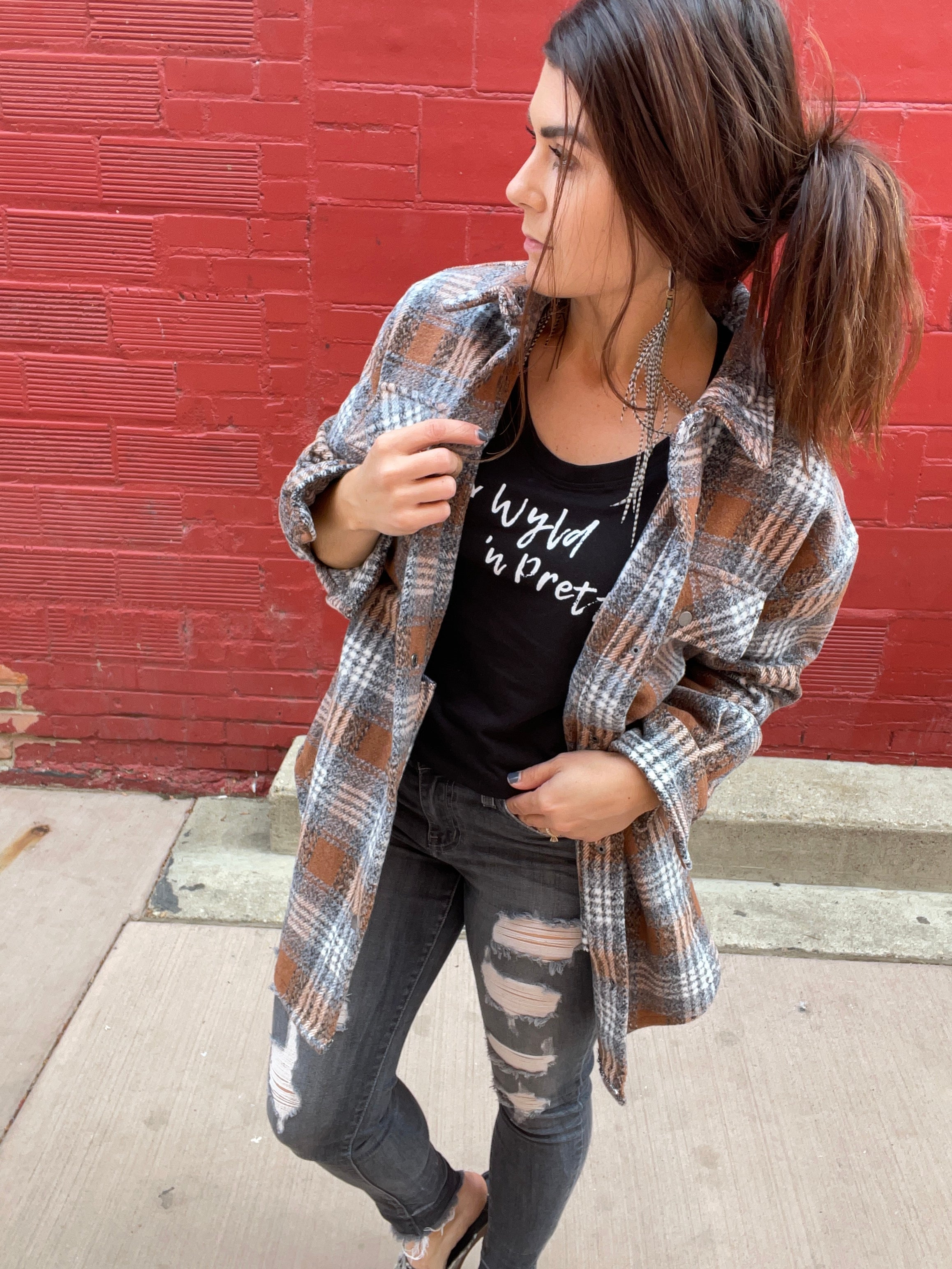 Coffee Plaid Shacket