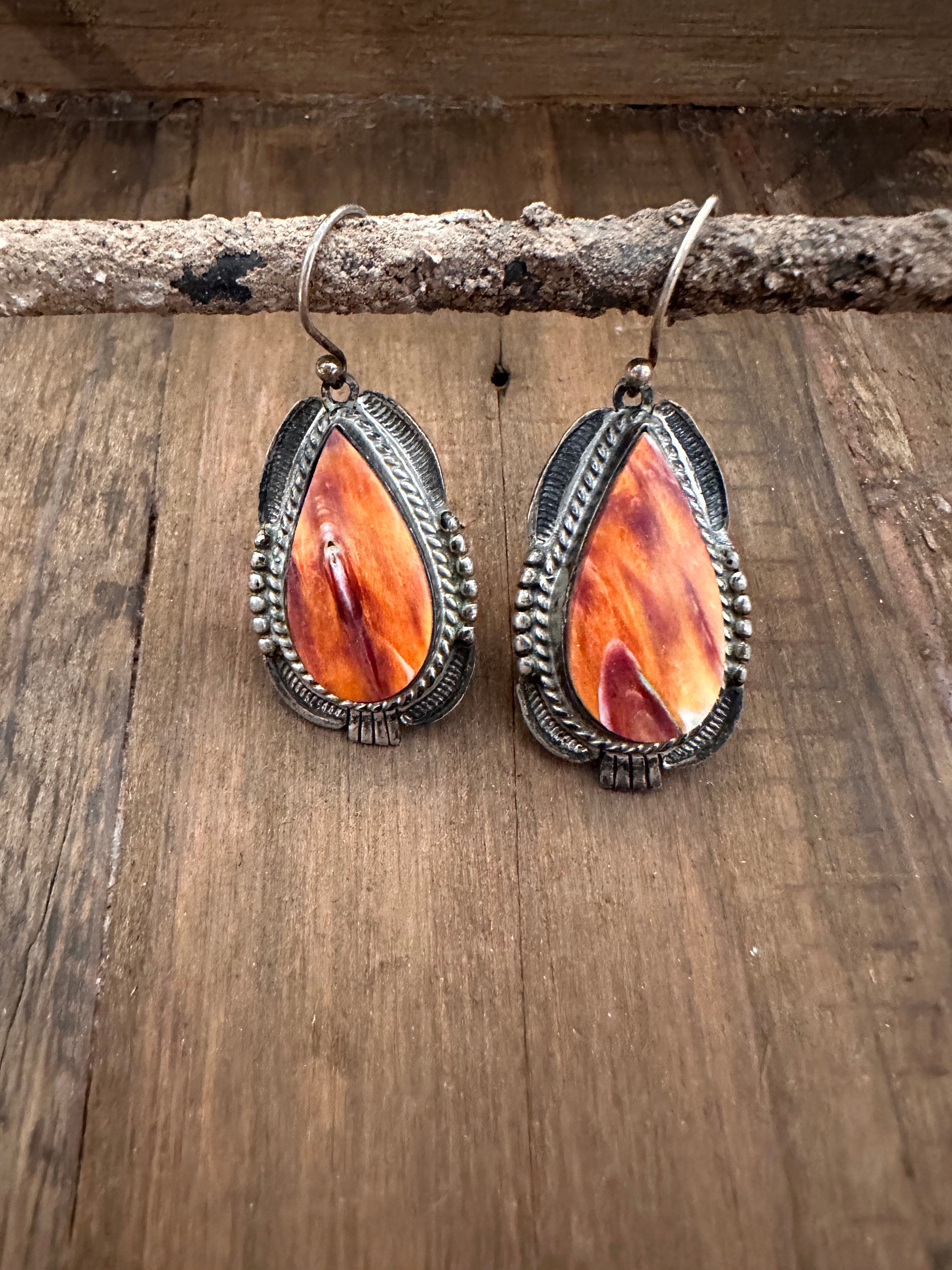 Antiqued Spiny Oyster Earrings